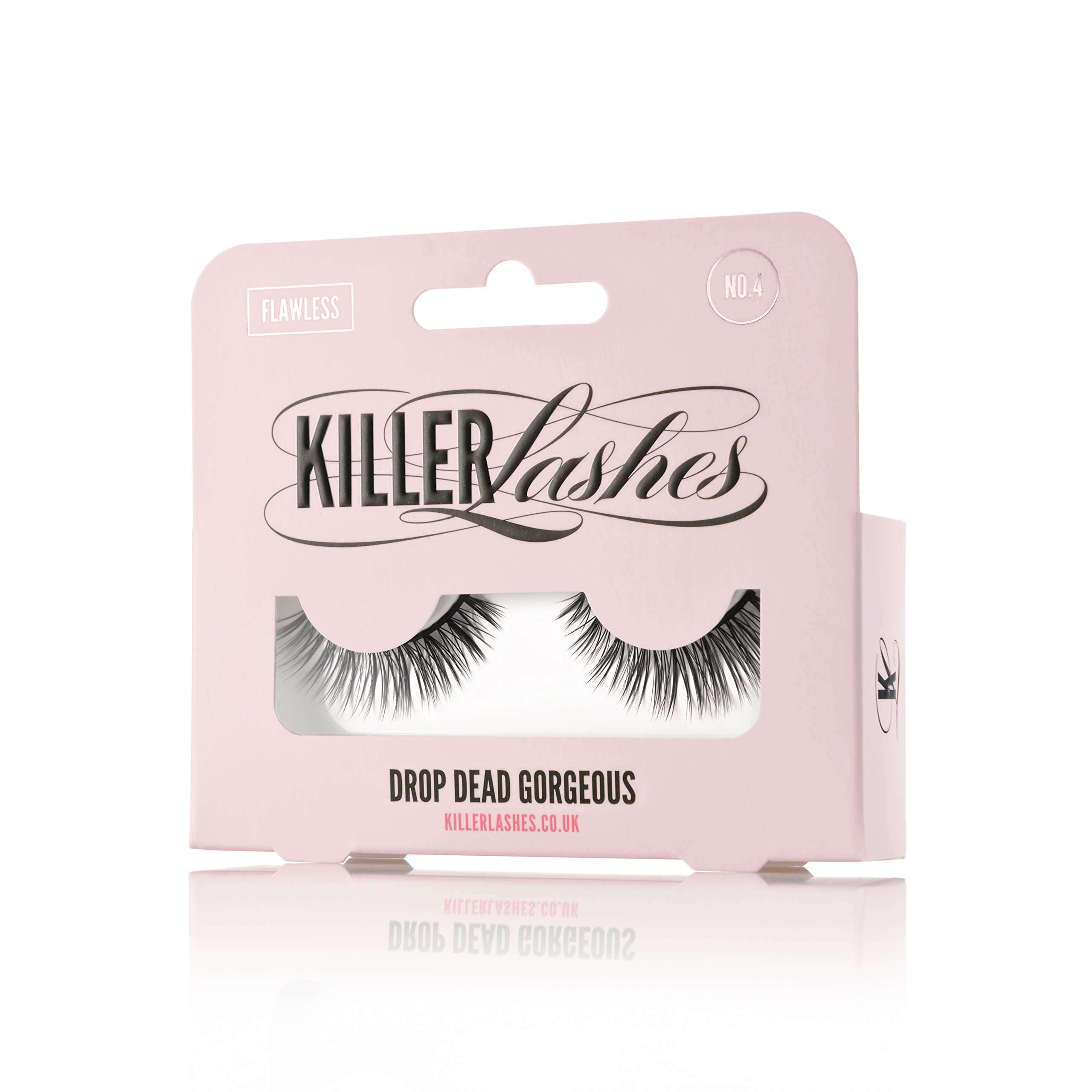 Killer Lashes Flawless No.4 - Natural Dramatic False 3D Eyelashes, Flexible Reusable Lashes, Handmade from 100% Cruelty-Free Synthetic Hair for a Superior Natural Look