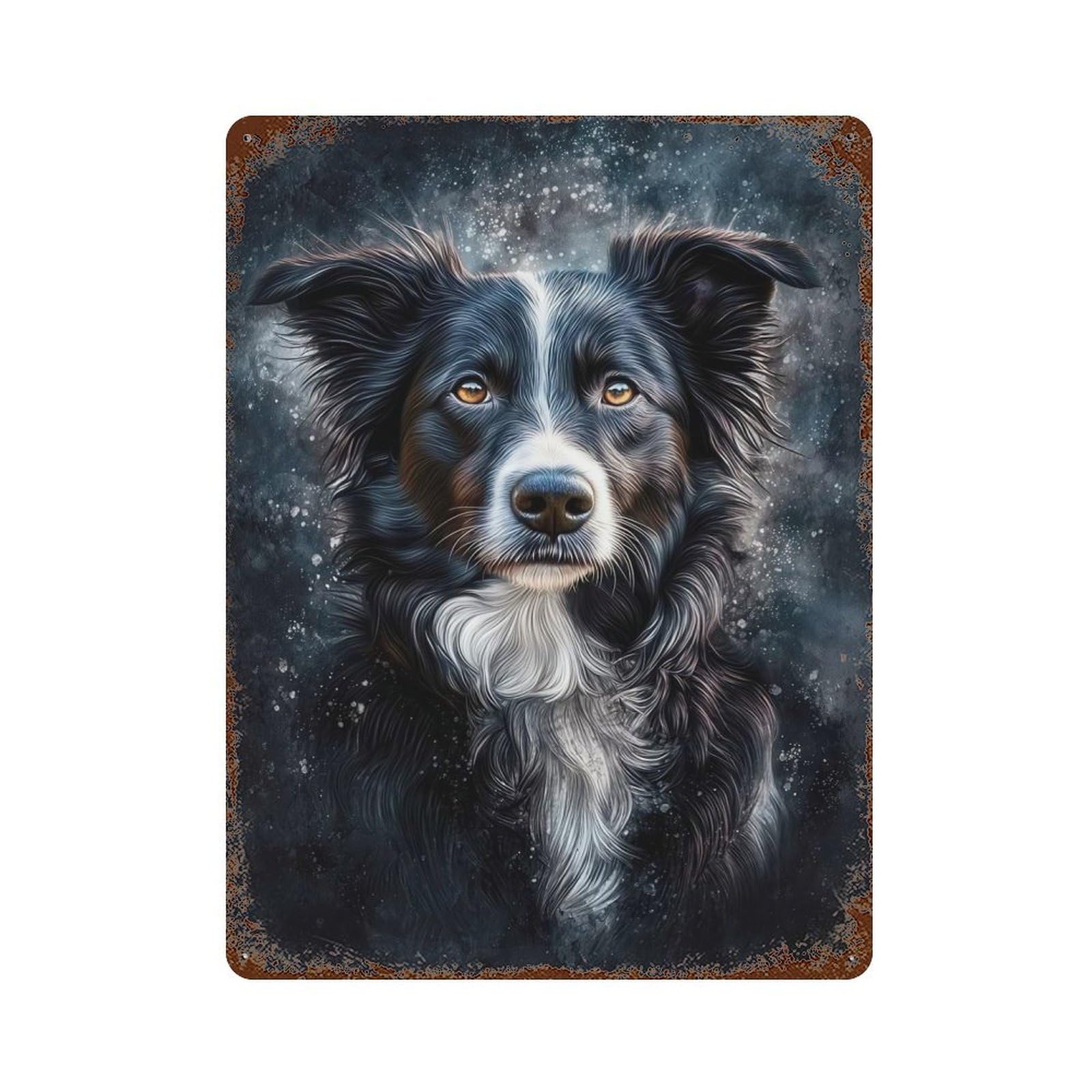 Border Collie Portrait Vintage Rust Metal Sign 15.7"x11.8", for Basement, Hobby Room And Garage Decor, Farmhouse Wall Decor
