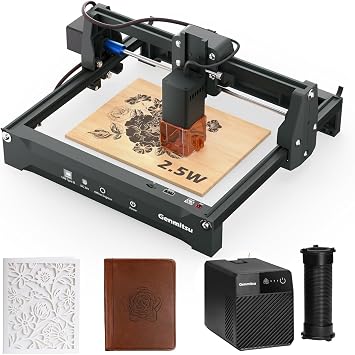 Genmitsu Laser Engraver Machine Kortek 2.5W + Smoke Purifier, Portable Fume Extractor with Five-Layer Filtration, Adjustable 3-Speed Control, Safety Class 1