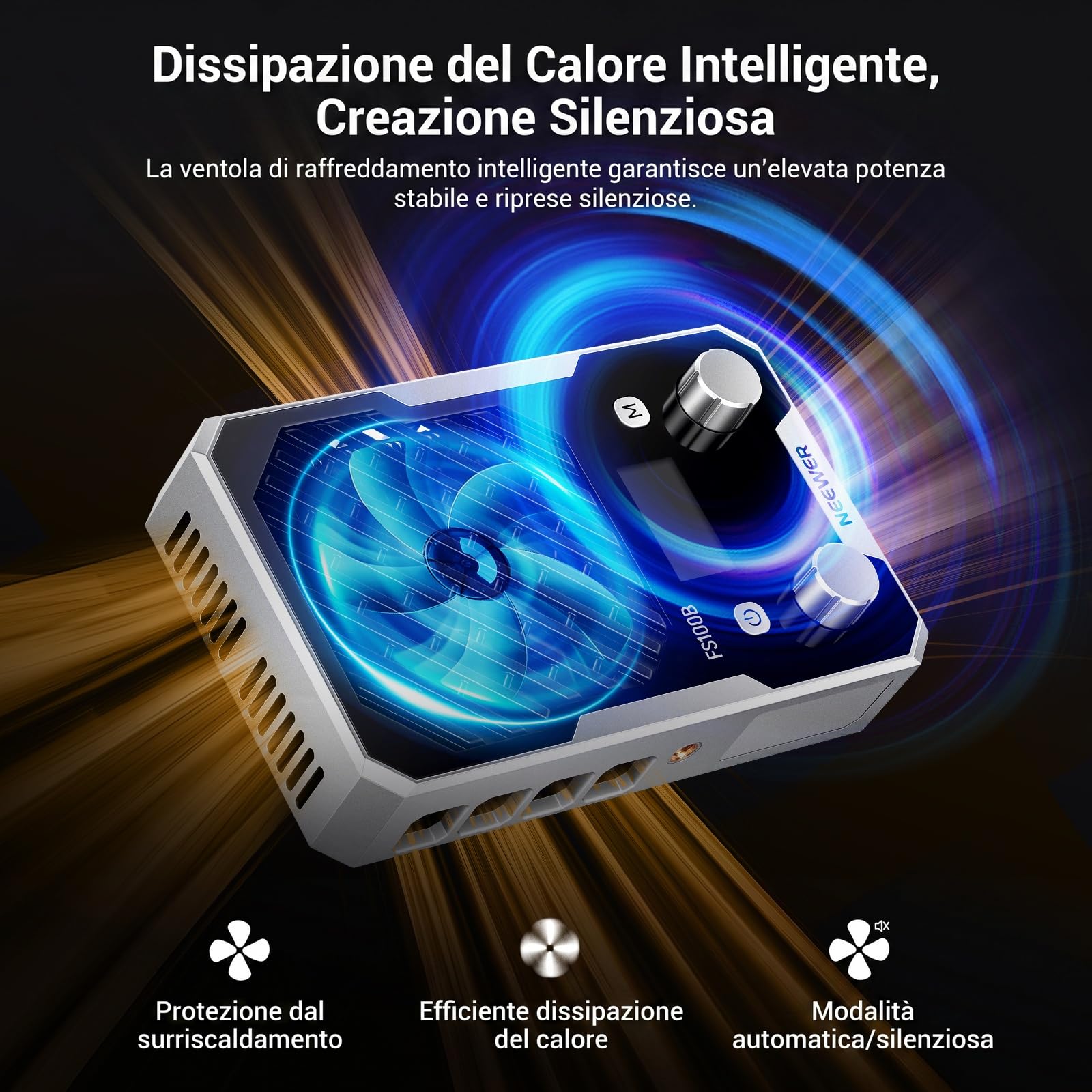 NEEWER Luce Video LED Ultra Compatta da 100W con Controllo APP/Pannello, Lampada COB Bicolore Tascabile a Uscita Continua con 4 Curve di Oscuramento/2700K-6500K/CRI96+ per Foto Video in Studio, FS100B