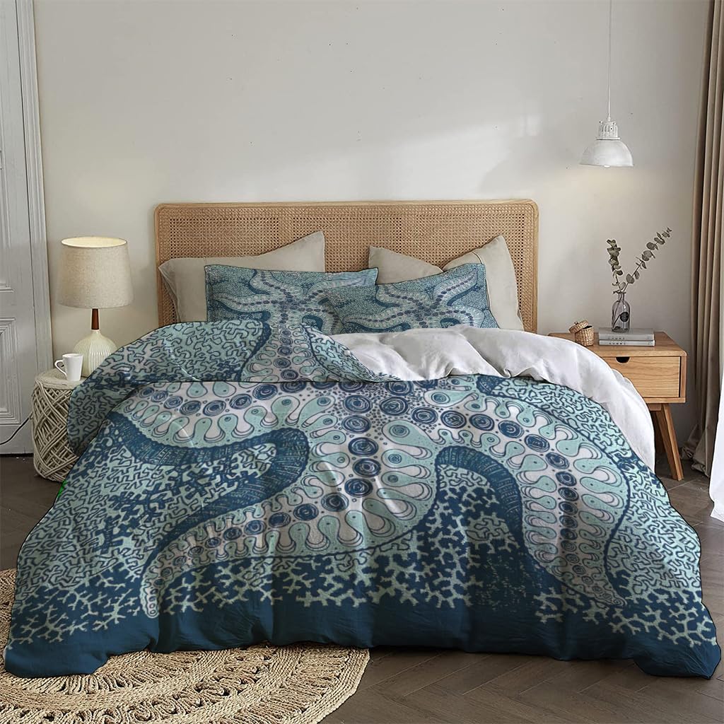 NIBAINLO 布団カバー海洋生物の星の動物 肌に優しい ピーチスキン加工 掛け布団カバー 和式 洋式 あったか 布団カバーセット リバーシブル ホームステイ ホテル 家庭兼用