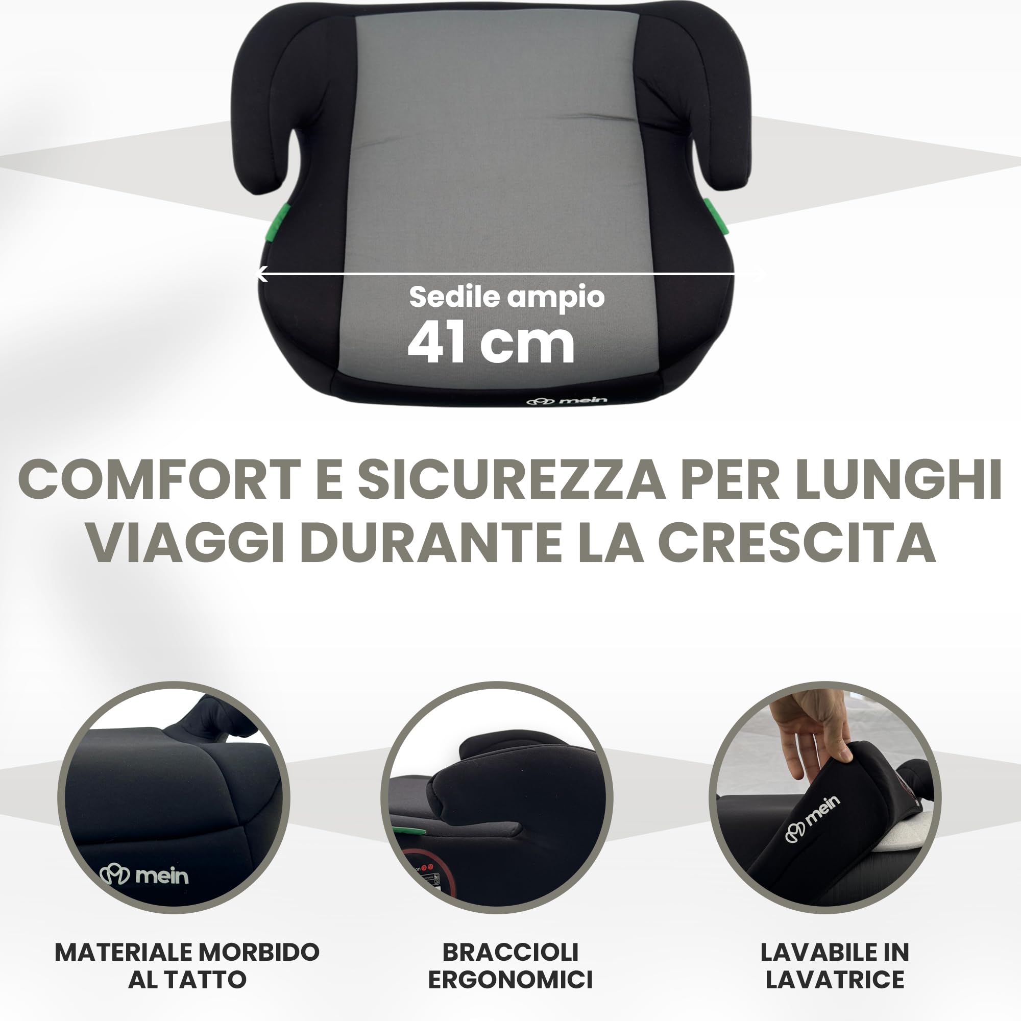 Mein Alzatina Auto Bimbi Isofix Rialzo Auto per Bambini 22-36kg Sistema Isofix Universale Seggiolino Auto gruppo 2-3 Adatto da 5-12 Anni per Bambini 125-150 cm (GRIGIO)