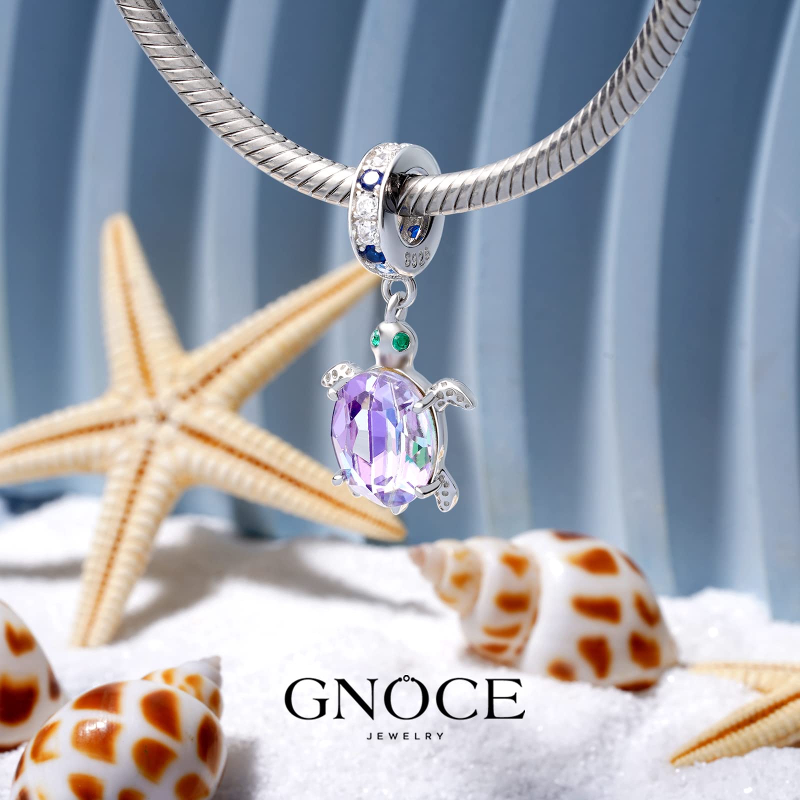 GNOCE Tartaruga Marina Ciondolo Charm 925 Argento Scintillante Charms Gioielli Regalo Donne Ragazze Fit Serpente Catena Bracciali/Collana