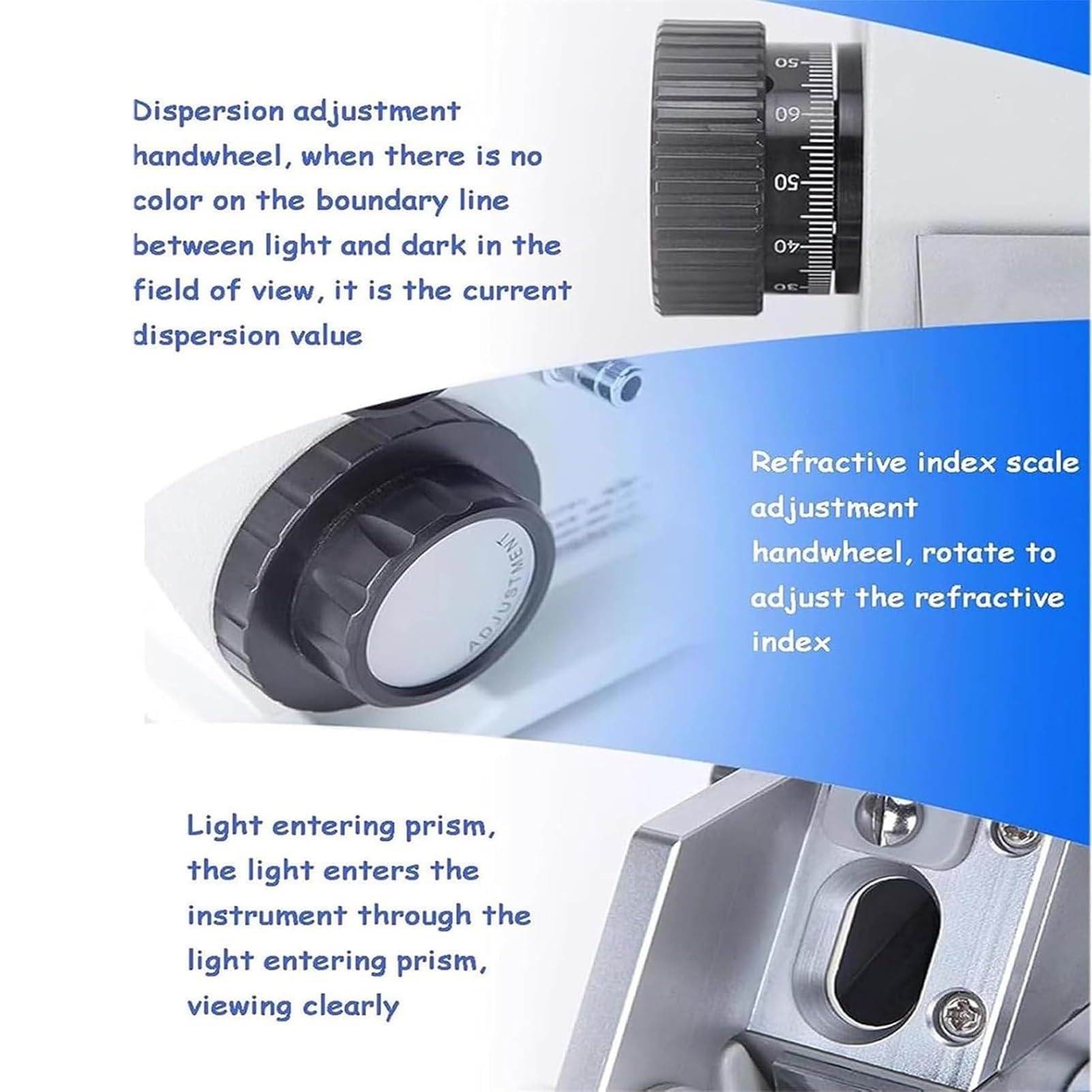 Refractómetro digital Brix, dispositivo de laboratorio profesional con termómetro, nitidez ajustable, índice de refracción Nd 1.3-1.7, Brix 0-95% para experimentos industriales