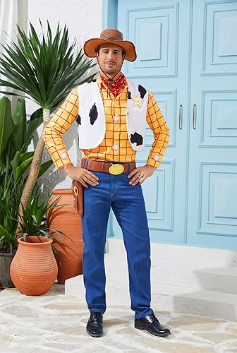 Miniatura 2 de LILLIWEEN Woody - Disfraz de vaquero para adultos, disfraz de sheriff para Halloween, disfraz de uniforme de Halloween