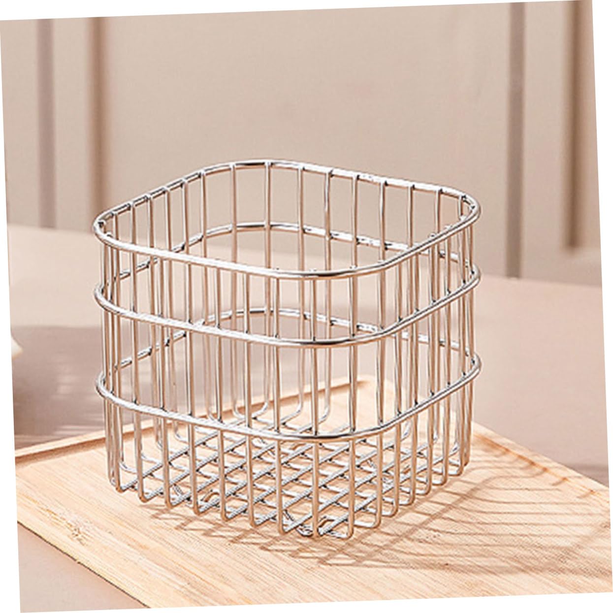 Cabilock 4 Cestas De Almacenamiento De Acero Inoxidable Cesta De Picnic Cesta De Almacenamiento De Alimentos Carrito De Almacenamiento Cesta De Cubiertos Cesta De Frutas Cesta De
