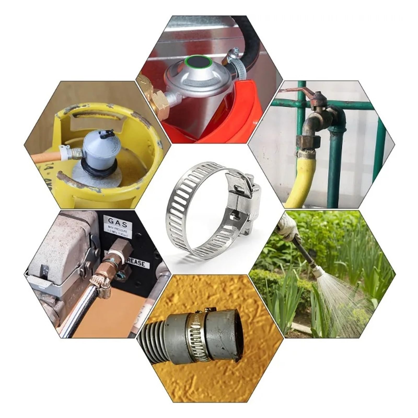 Abrazadera de manguera de acero inoxidable de 6 a 29 mm, clip de tubo de accionamiento sin fin ajustable, 1-50 unidades para conexión de línea de combustible de agua (16-25 mm (30 piezas)