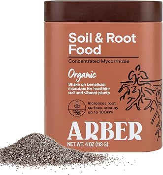 Arber Mycorrhizae Powder Organic Mycorrhizal Fungi for Plants & Soil Health Enhances Root Growth, Increases Yields & Nutrient Uptake Mycorrhizal Inoculant - 4 oz
