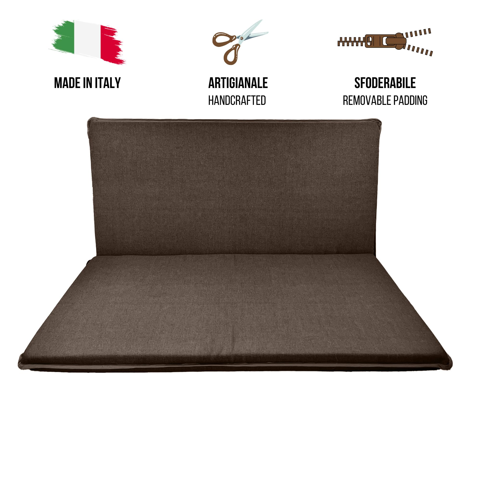 Cuscino tinta unita per dondolo da giardino 2, 3 e 4 posti spessore 8 cm (2 posti, 120x50 cm, Marrone)