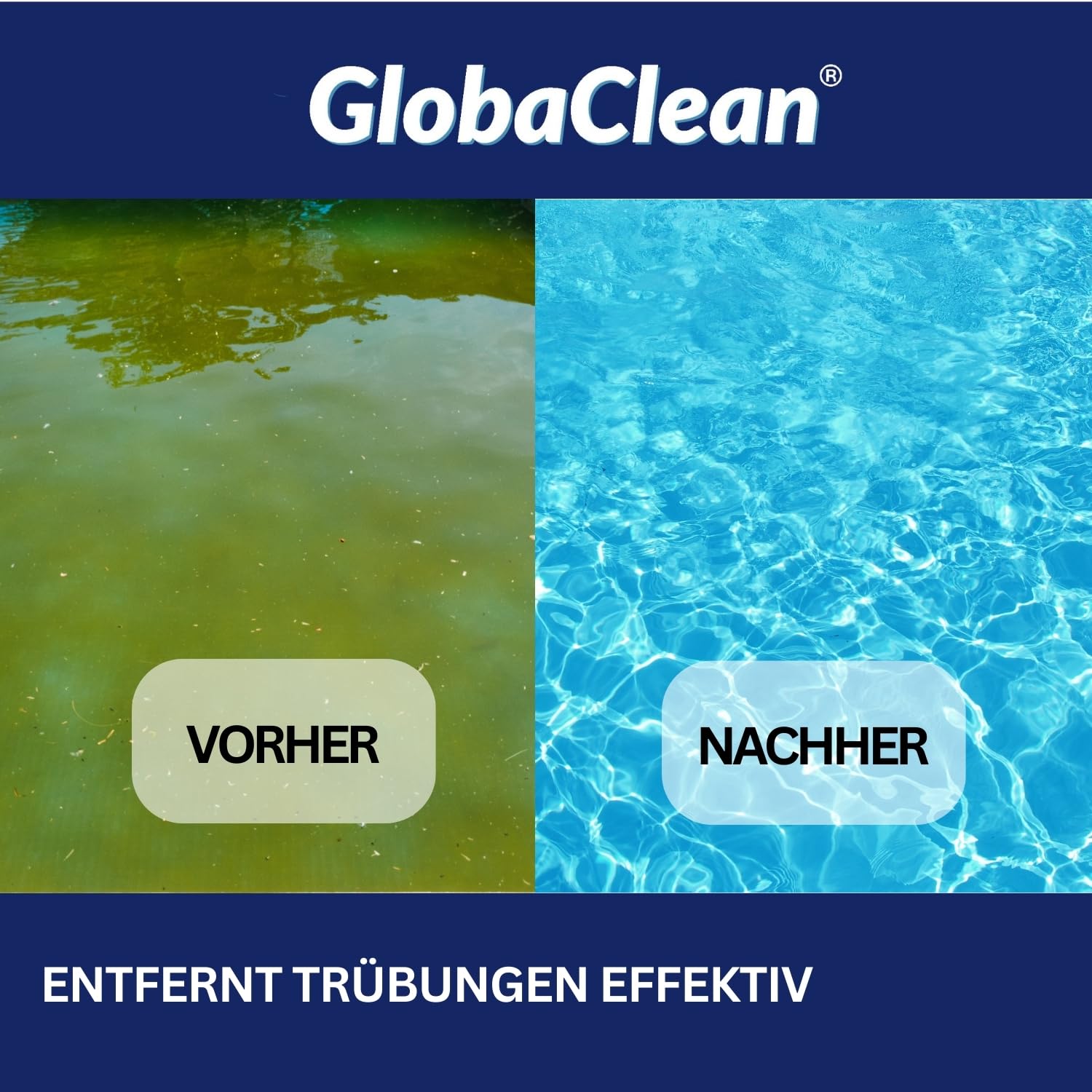 GlobaClean 2X 1kg Flockmittel Pool Kartuschen 16 x 125g für Sandfilter & Filterglas. Pool Flockungsmittel und Poolpflege, Poolklar, Poolreiniger, Pool Zubehör für klares Poolwasser