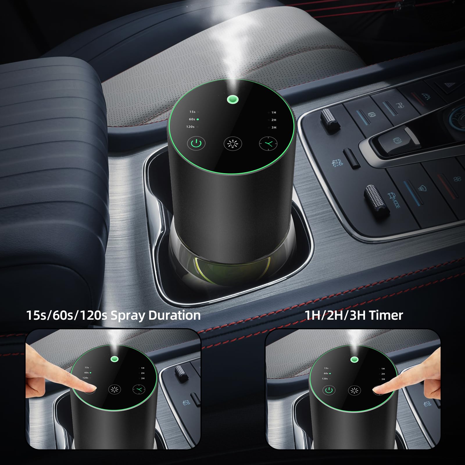 Diffusore senz'acqua grande da 100 ml per oli essenziali, diffusore di aromaterapia a batteria con timer e 3 livelli di nebulizzazione, luce LED a 7 colori, per ufficio, camera da letto, auto