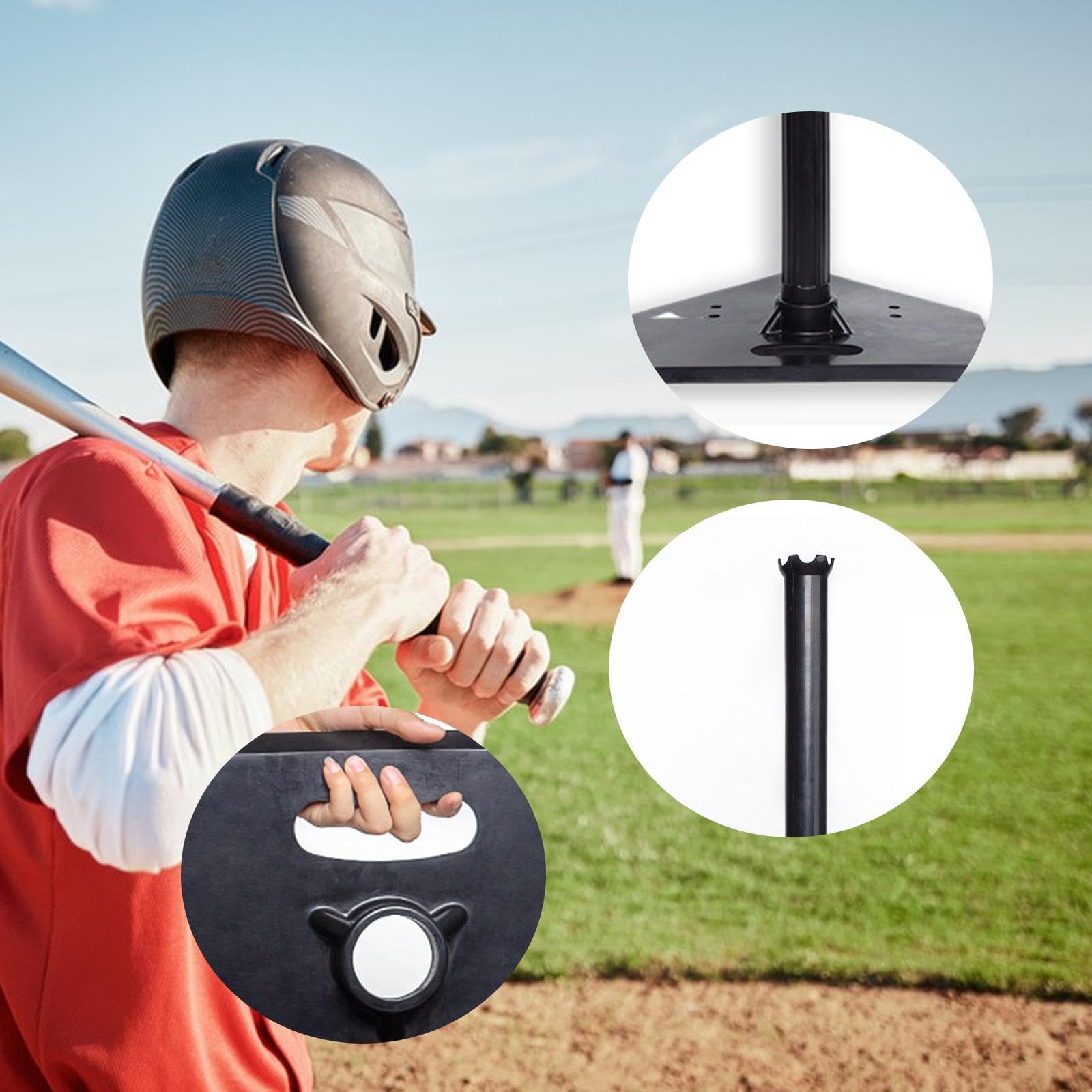 Perfeclan Baseball tee Soporte Entrenamiento Bateo Ajustable Herramienta Goma PVC Portátil Resistente Fácil Montaje Adecuado para Niños Adultos Formación