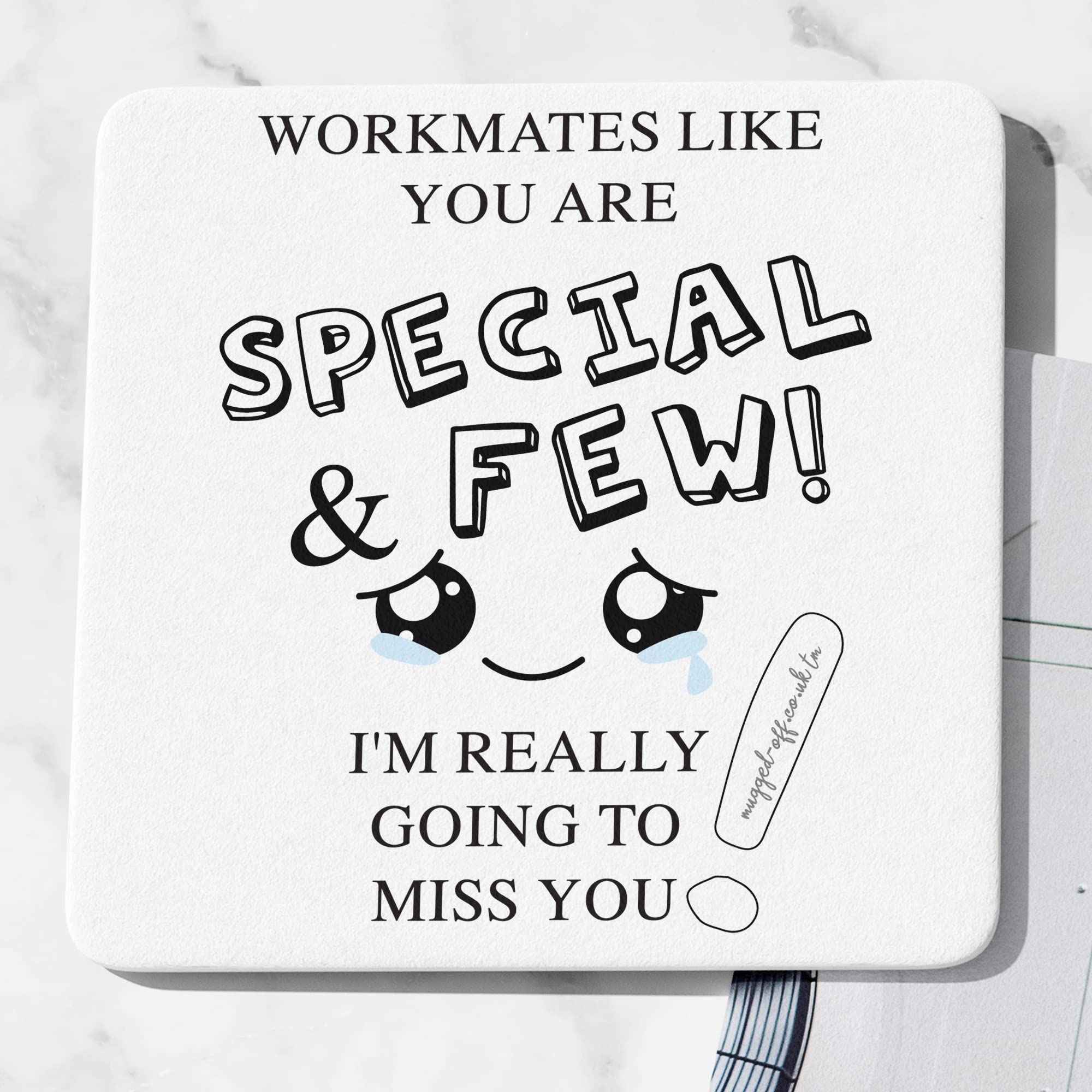 Mugged Off White Leaving Farewell Coaster Funny Leaving Retirement Gift Work Bestie Novelty Coaster Colleague New Job Present Coworker
