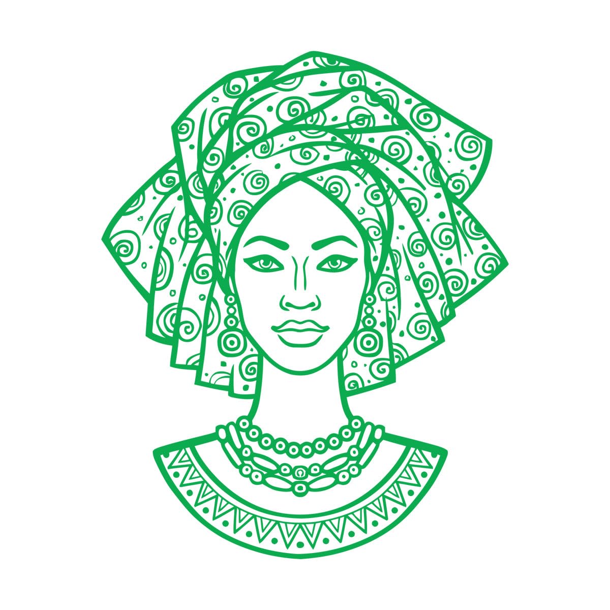Lettering Decals Black Girl Woman African Face Beautiful Fashion Native Turban 81x104.7cm Equipped with Transfer Film kit Extra Large Green