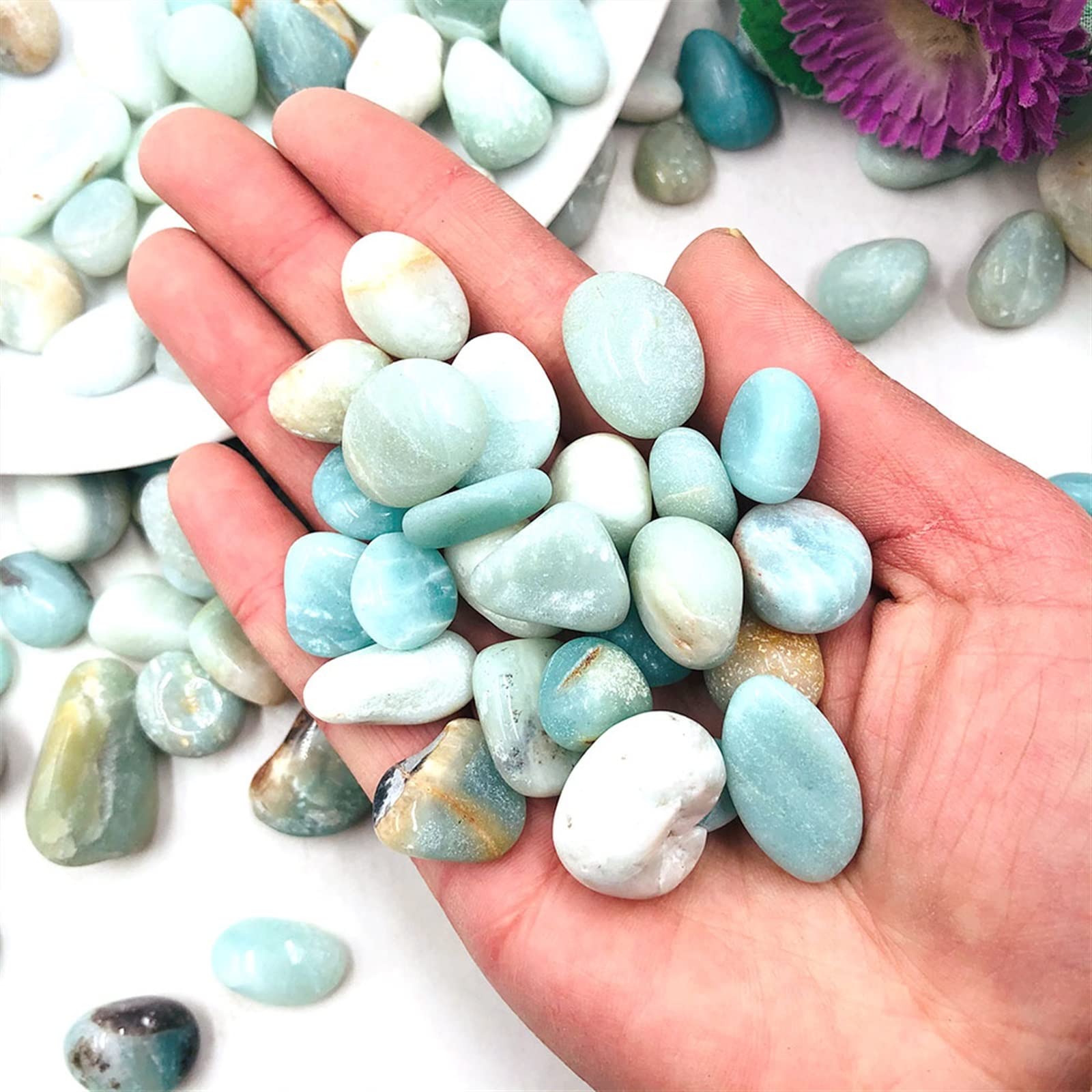 50 g/Paquete de calcita del Caribe, Piedra Natural, Grava, Cristales de Cuarzo, decoración de la habitación del hogar, Acuario, pecera, jardín Inicio Colecciones