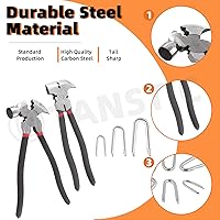 Vista 4 de Tanstic 151 grapas de alambre de 0.787 in, 1.181 in, 1.575 in, alicates de esgrima con cabeza de martillo, herramientas de cerca, grapas de alambre