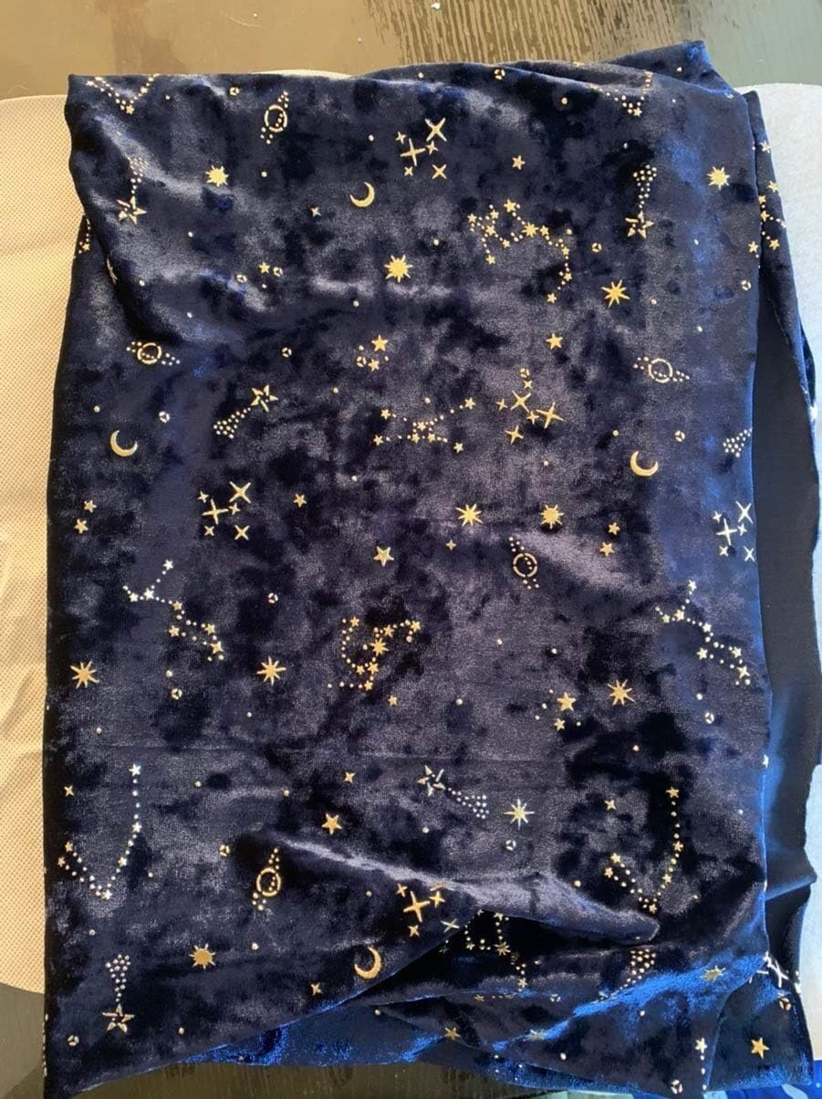 LNNW Tkaniny Tkanina aksamitna 160x100cm Miękki wzór gwiazdy i księżyca welurowa do rękodzieła DIY, dekoracji, tła zdjęć dla sukienki, sztuki i rzemiosła, szycia