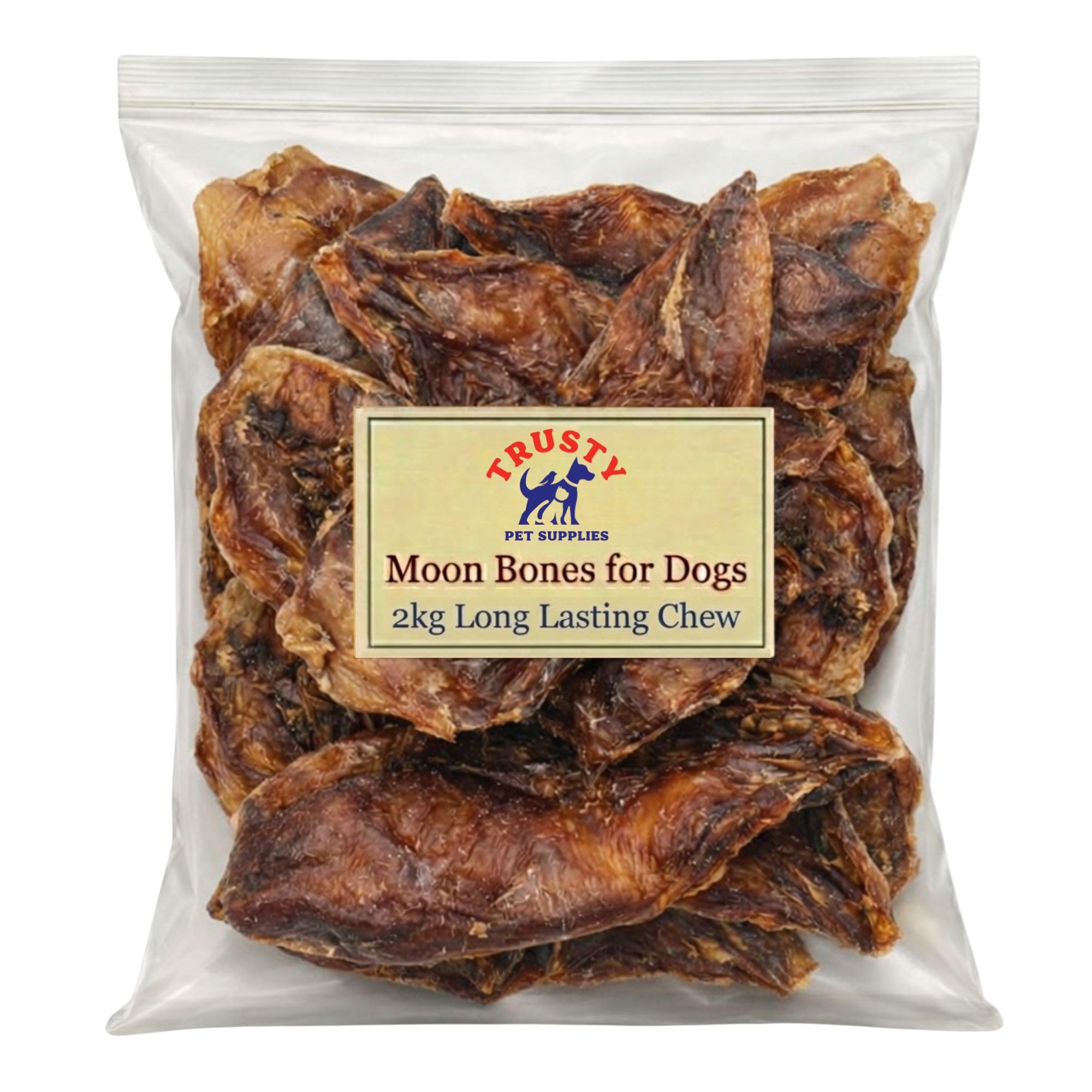 Beef Moon Bone for Dogs 2kg | 100% Natural Dog Treat | Long Lasting Dog Chews | Hypoallergenic & Grain Free Dog Treat | Low Fat High Protein Dog Bone | By Trusty Pet Supplies