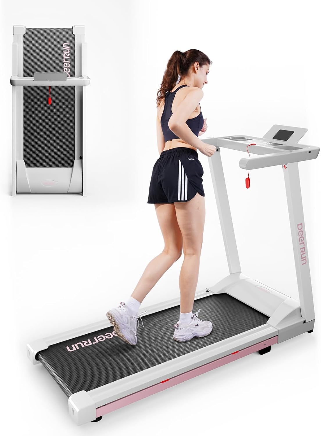 DeerRun Folding Treadmill, 3.0HP Foldable Treadmills with