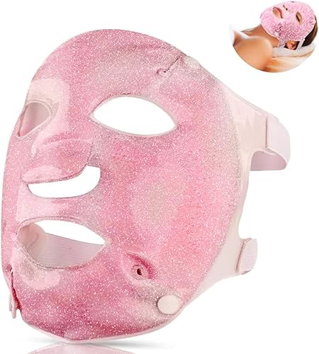 FOMI Mascarilla facial de gel frío y caliente para el cuidado de la máscara de hielo | Máscara facial completa de enfriamiento flexible para dolor