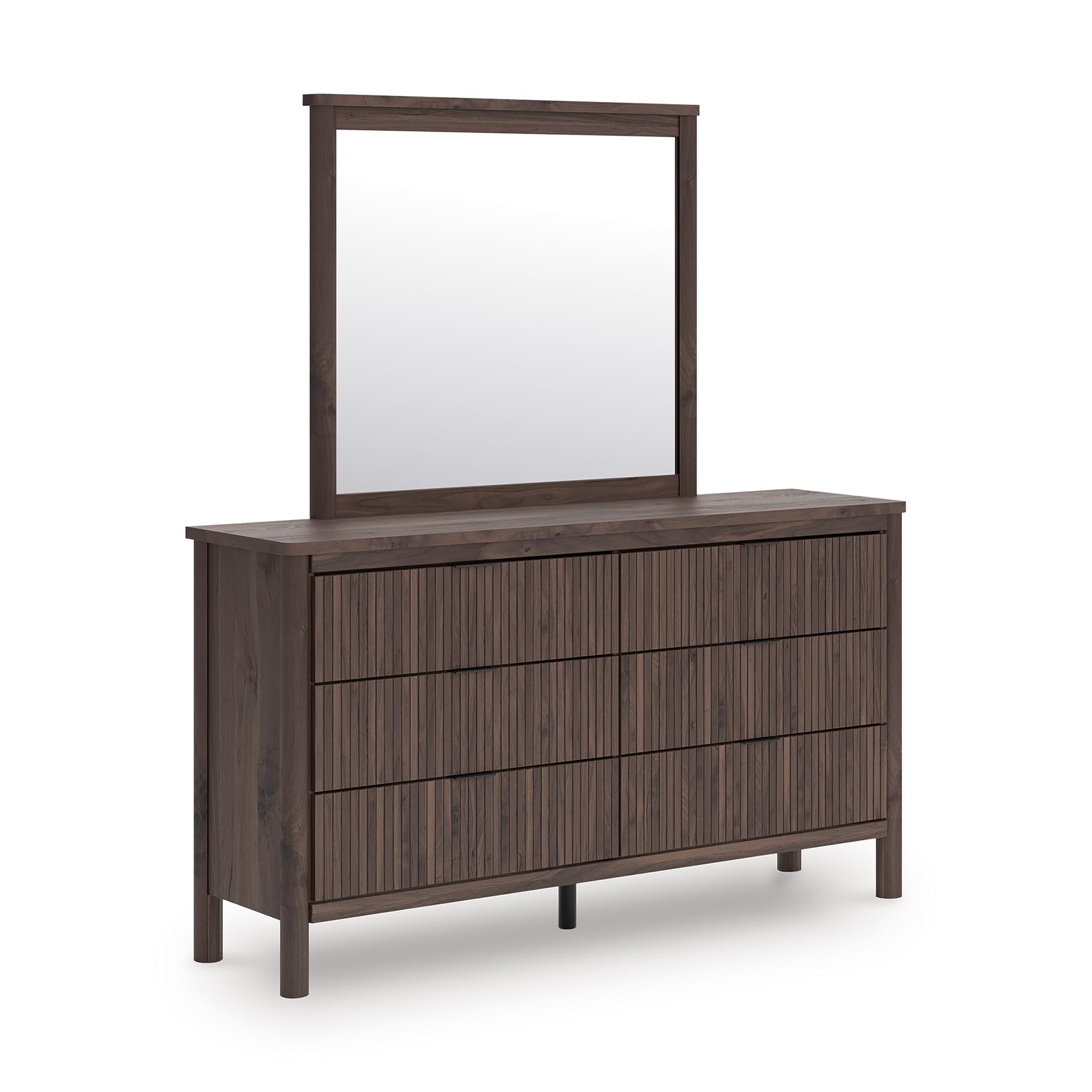 Signature Design by Ashley Cadmori Classic 6-Drawer Dresser and Mirror with Tipping Restraint Package, Dark Brown
