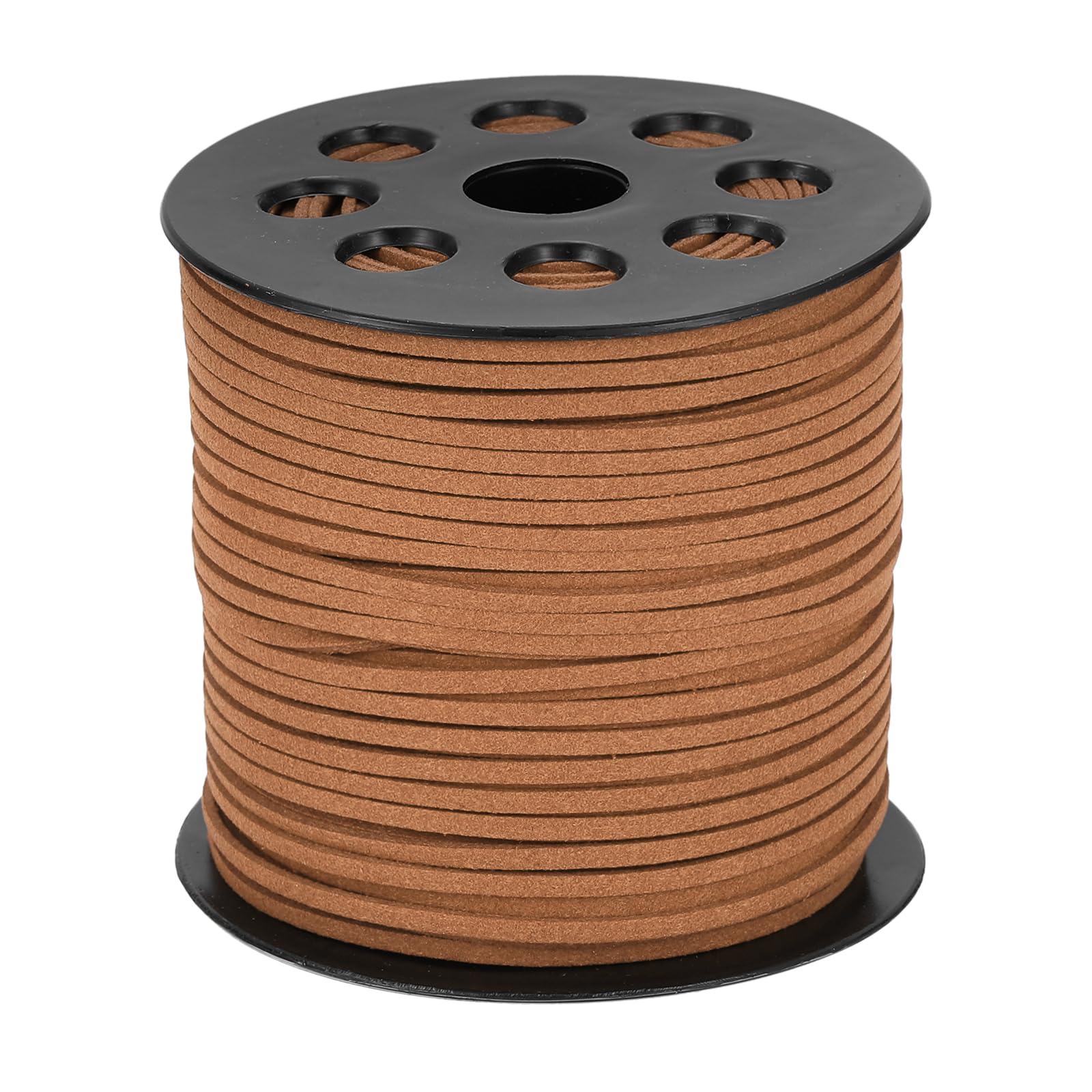 sourcing map 98 Yards x 0.1"(2.6mm) Faux Leather Cord, Flat Suede Cord Leather Strip Braiding String Lace for Jewelry Making Bracelet Necklace Beading Making DIY Crafts, Light Brown