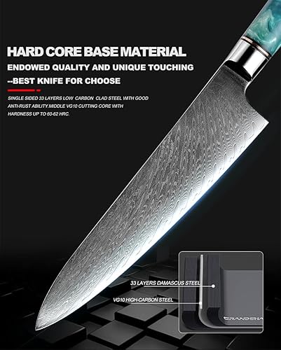 Miniatura 5 de Cuchillo de chef japonés damasco cuchillos de chef profesional con damasco cuchillo de chef buenos regalos de cocina cuchillo afilado cuchillos de