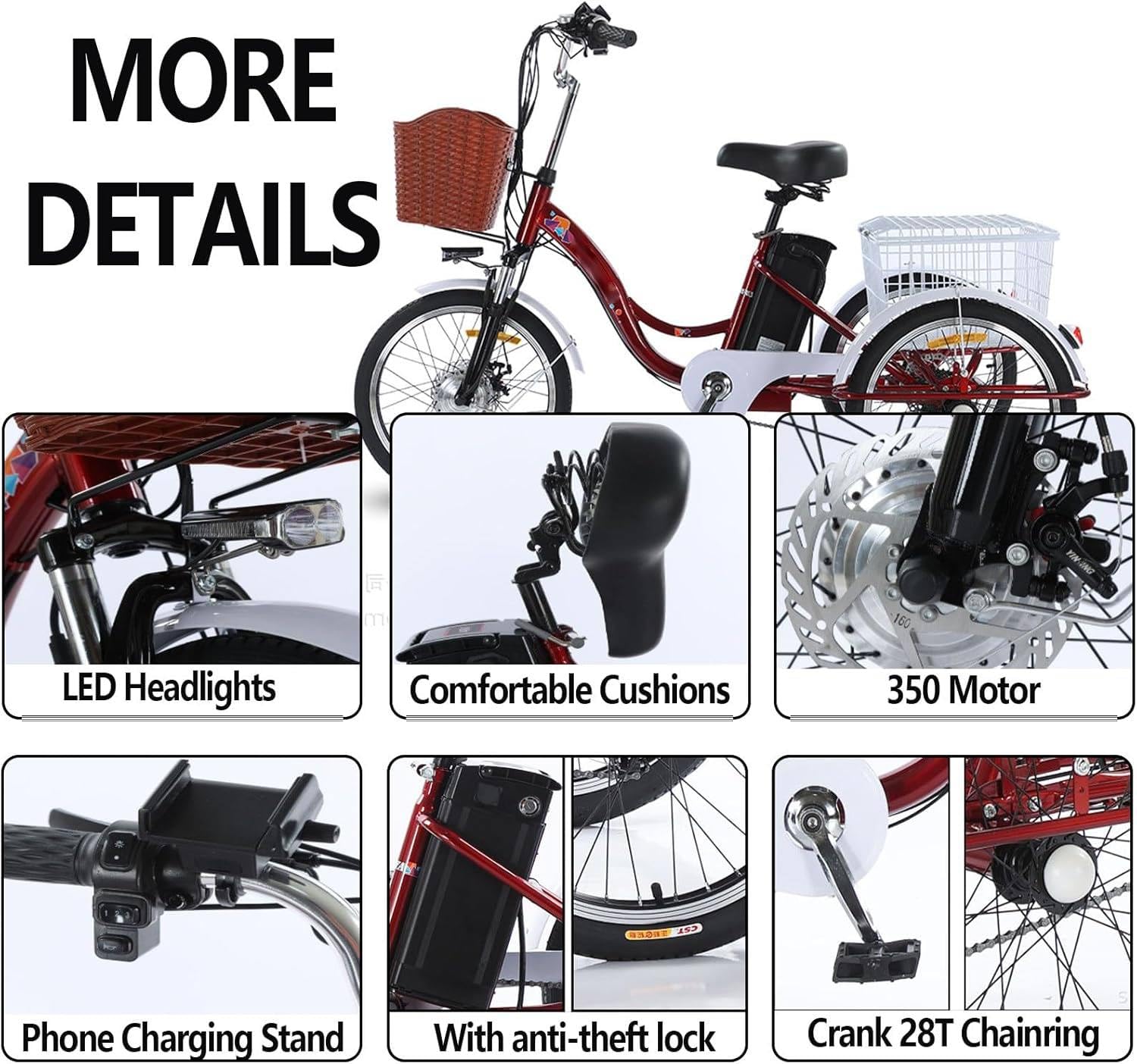 Triciclo elettrico for adulti in lega di alluminio