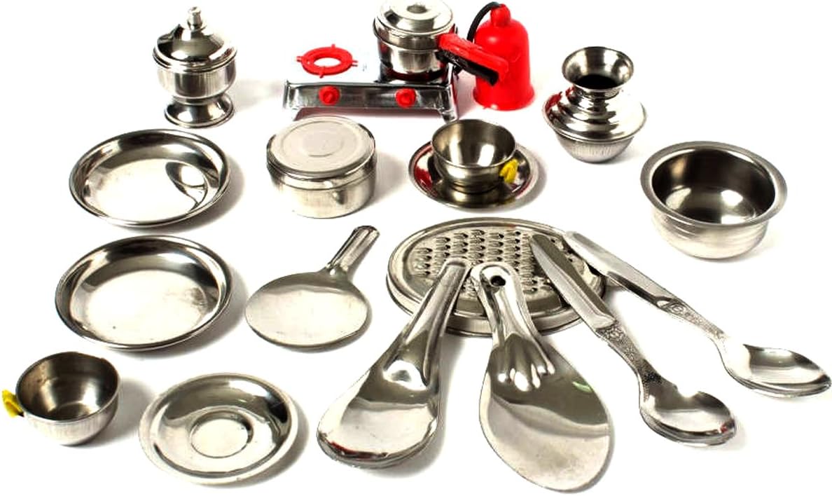 sunnytoyz Complete Stainless Steel Kitchen Playset (Multicolour)