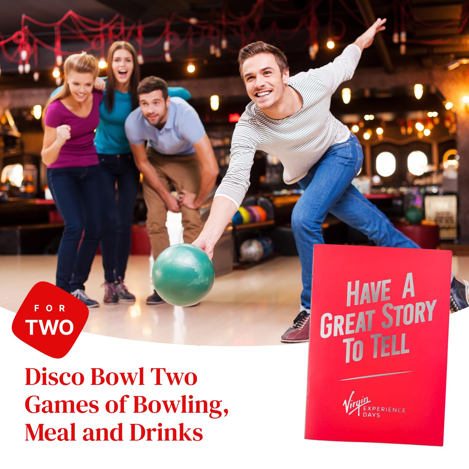 Virgin Experience Days Disco Bowl Two Games of Bowling, Meal and Drinks for Two