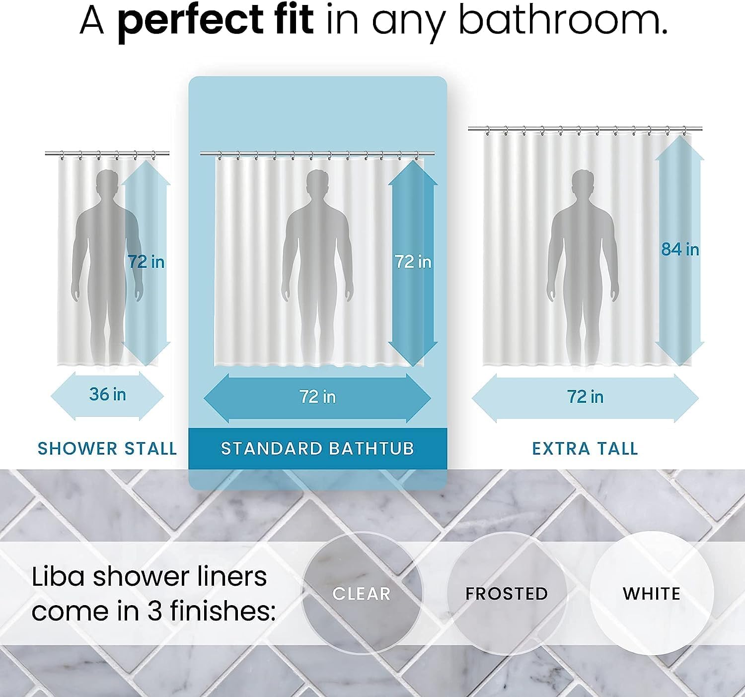 Clear Extra Heavy Duty 10G PEVA Shower Curtain Liner with Rustproof Grommets
