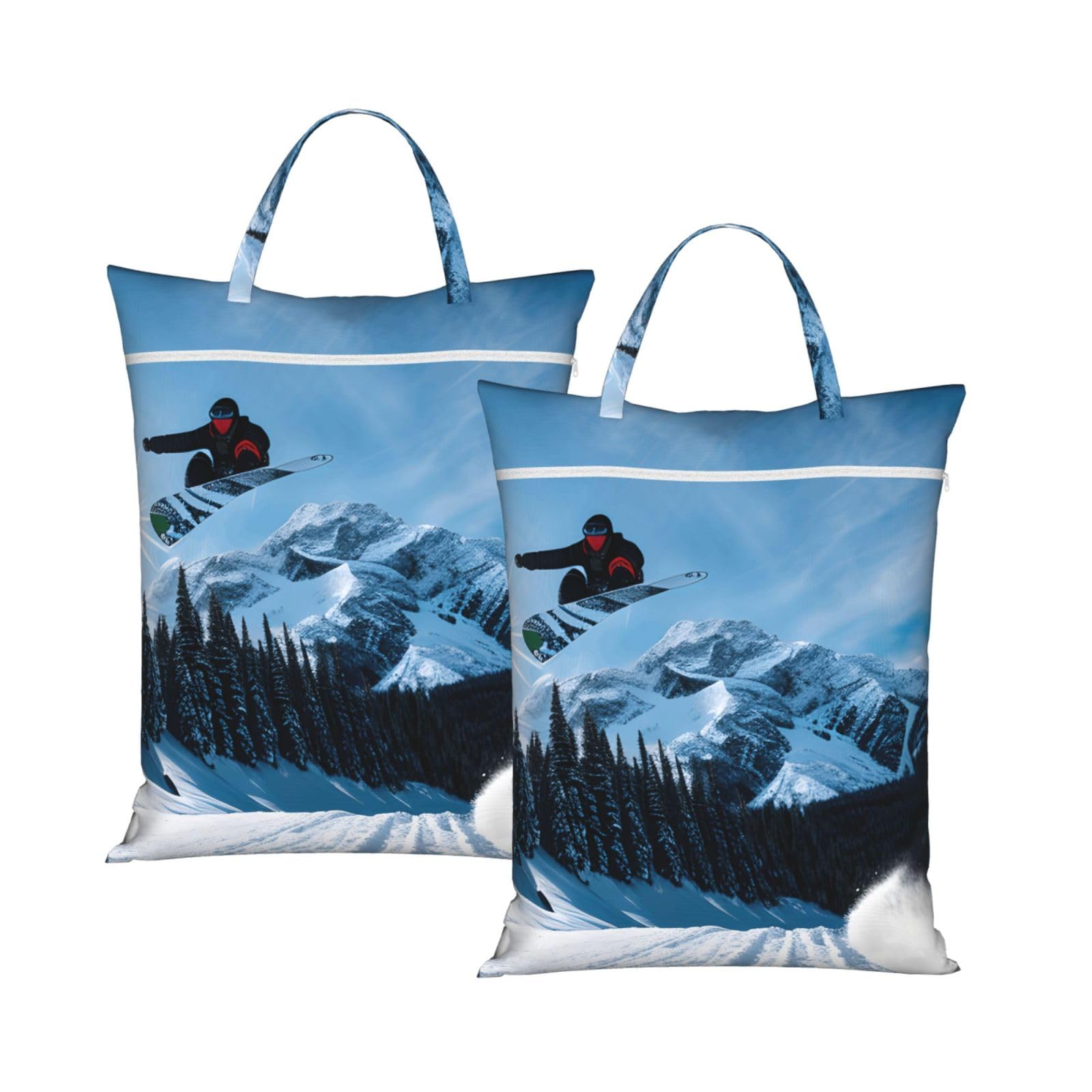 Snowboarding Print Travel Laundry Bag Foldable Lightweight Camping Beach Dorm Weekend Getaways