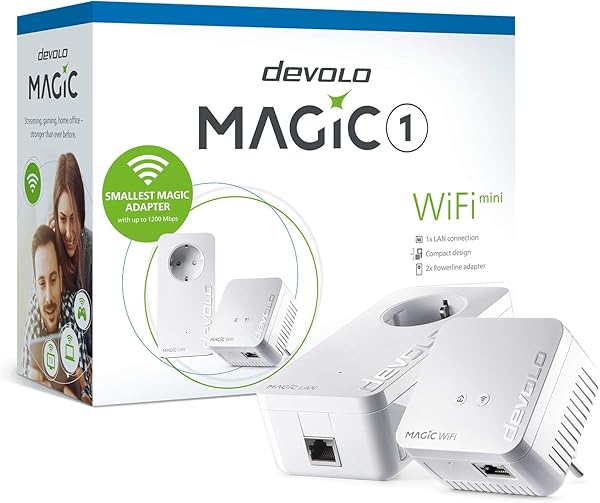 Devolo Adattatore di Rete Magic 1 WiFi Mini Starter Kit 1 x Magi 1 WiFi Mini 1 x Magic 2 Lan Ethernet Powerline 1200 MBps bianco
