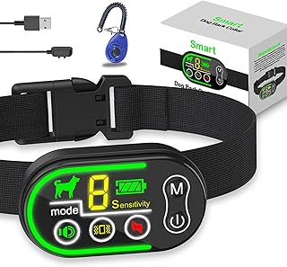 TOMAHAUK Dog Bark Collar, Rechargable Anti Barking Collar for Dogs with 5 Adjustable Sensitivity Levels and 6 Adjustable Shock and 3 Vibration Levels - Bark Collar for Small, Medium and Large Dogs