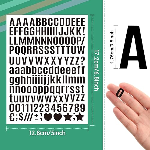 Miniatura 8 de Qilery 1600 unidades, 32 hojas, calcomanías de letras y números de 2 pulgadas, autoadhesivas, letras del alfabeto, calcomanías de números, para la