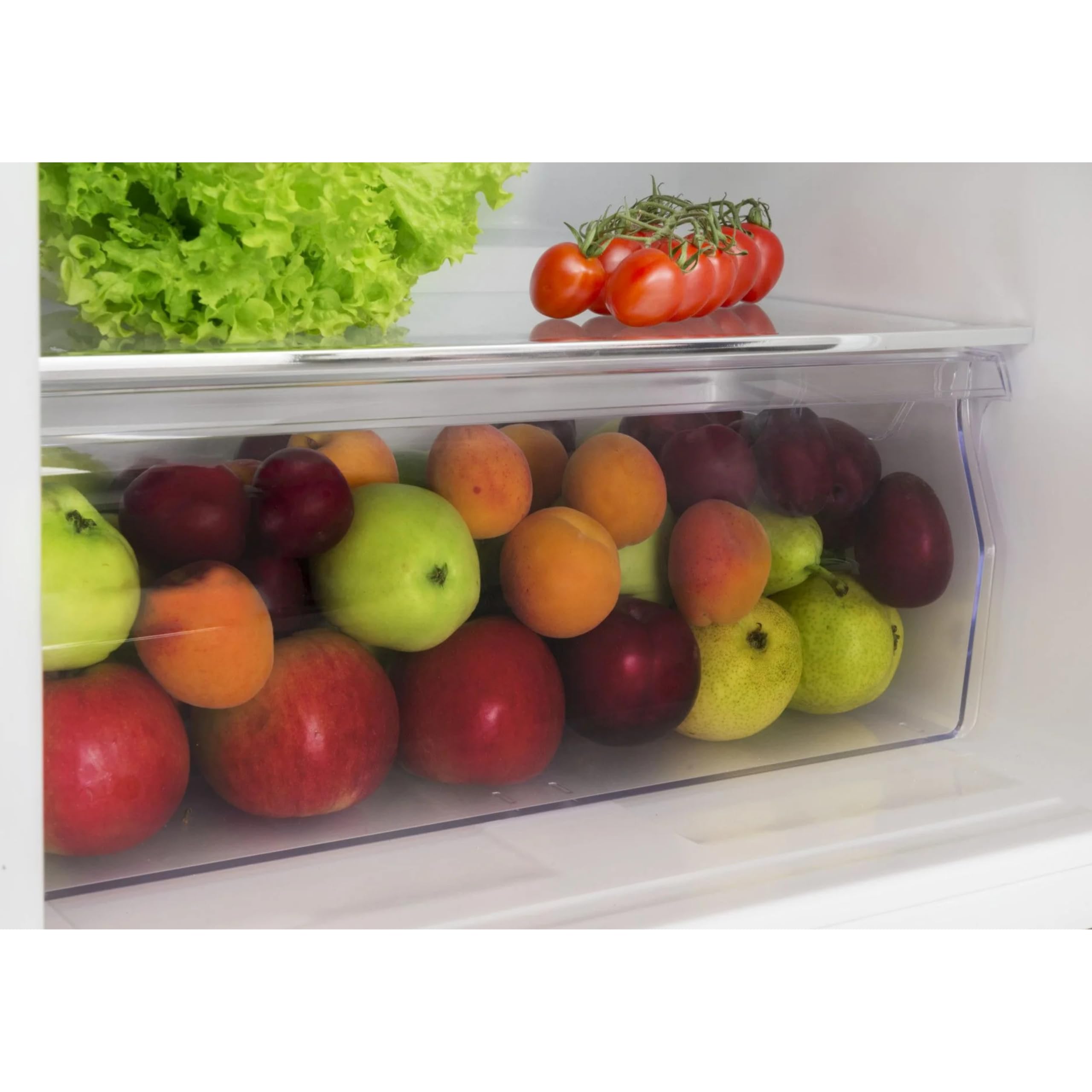 Amica Frigorífico independiente con congelador de 136 l, iluminación LED, estantes de cristal de 85 x 60 x 64,8 cm, frigorífico pequeño blanco