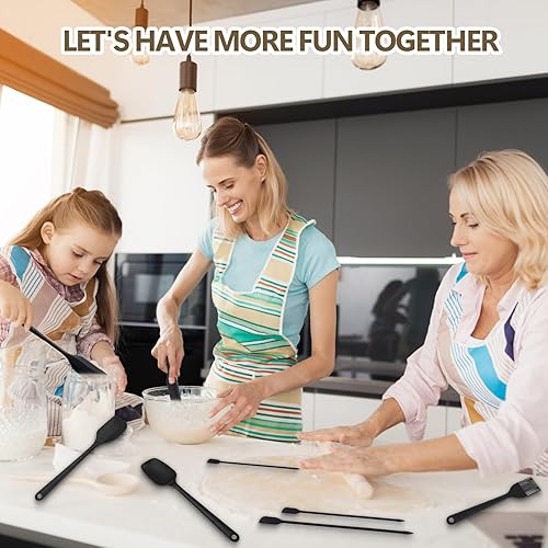 Miniatura 6 de Juego de espátulas de silicona de 9 piezas, espátula de goma de grado alimenticio, lavable a máquina, mango eléctrico mejorado con agarre