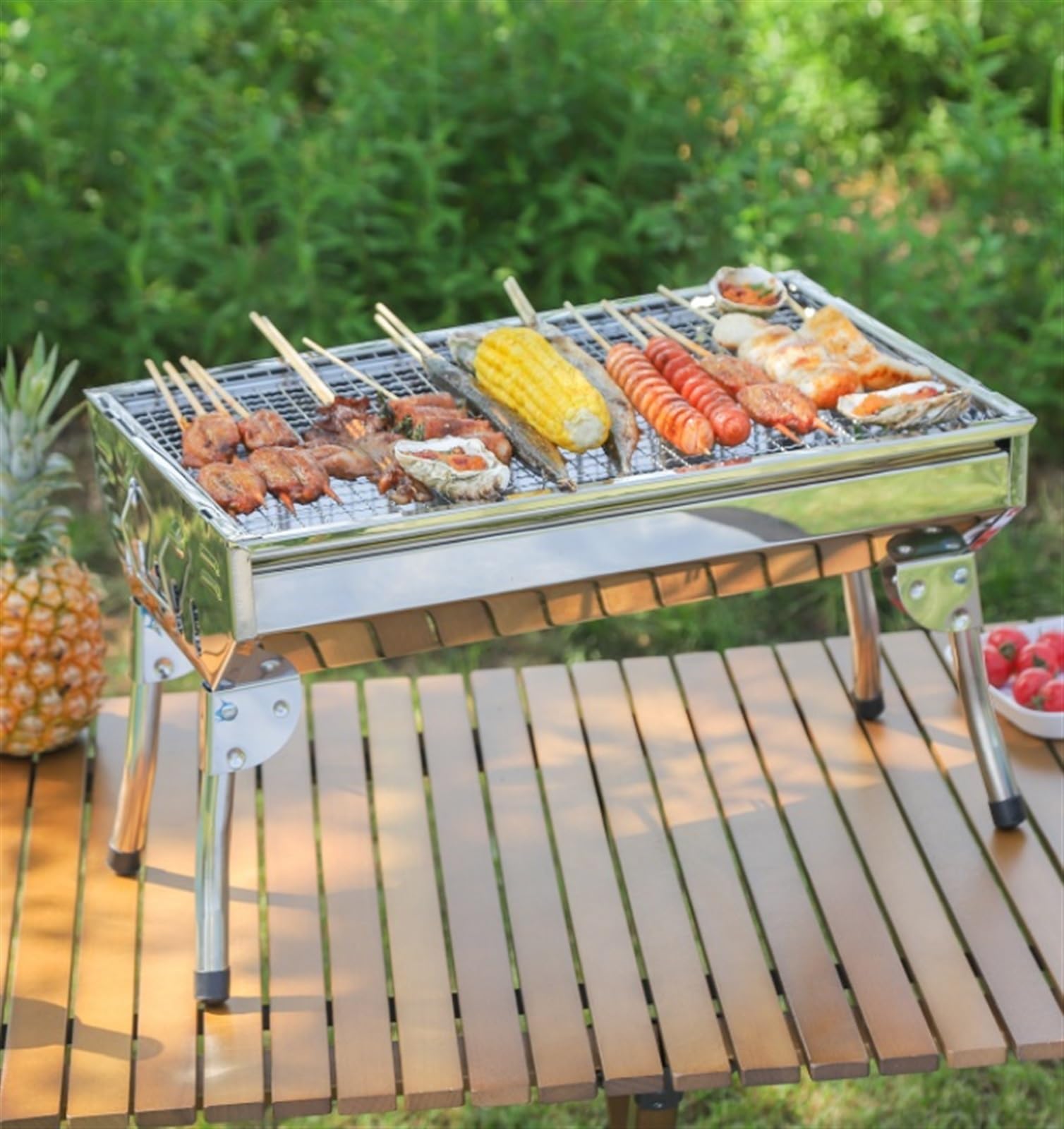Grill na Węgiel Przenośny Grill Lekki, Prosty Grill Węglowy Do Podróży Na Świeżym Powietrzu Grill Przenośny