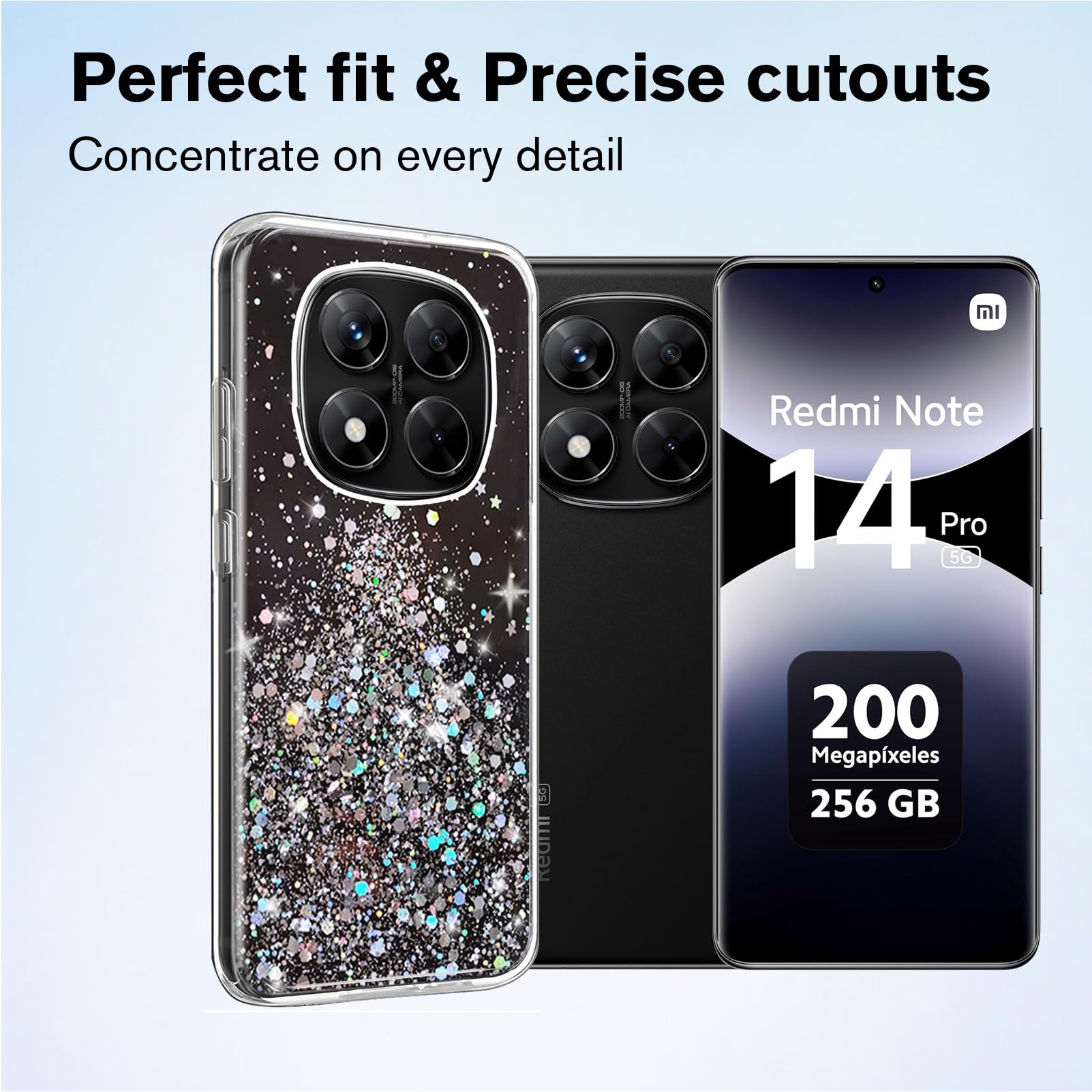 Glitter Bling Cover e Vetrino Compatible with Xiaomi Redmi Note 14 Pro 5G Cover antiurto Custodia piu Vetro temperato Compatible with protezione Redmi Note 14 Pro 5G Pellicola protettiva,Verde