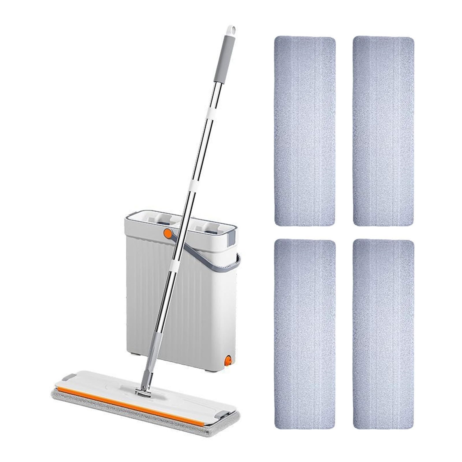 Juego de fregona y cubo con escurridor, fregona plana y cubo con almohadilla de microfibra reutilizable para el hogar, sistemas de limpieza de pared