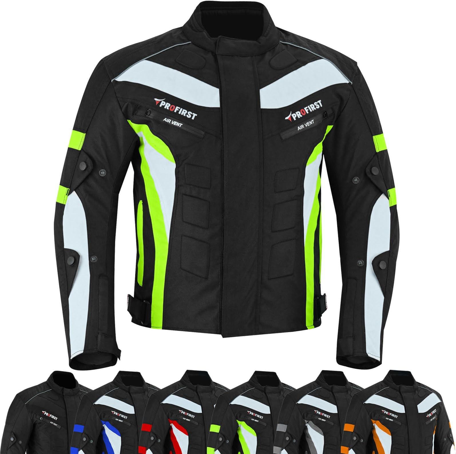 PROFIRST Motorcycle Jacket Mens Waterproof Textile Cordura Fabric Motorbike Mesh Jacket All Seasons Removeable CE Approved Protections