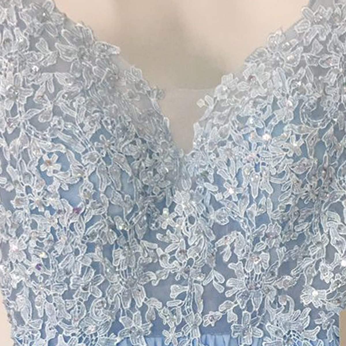 Women's Lace Appliqued Evening Gowns Side Split A-line Prom Dresses Long