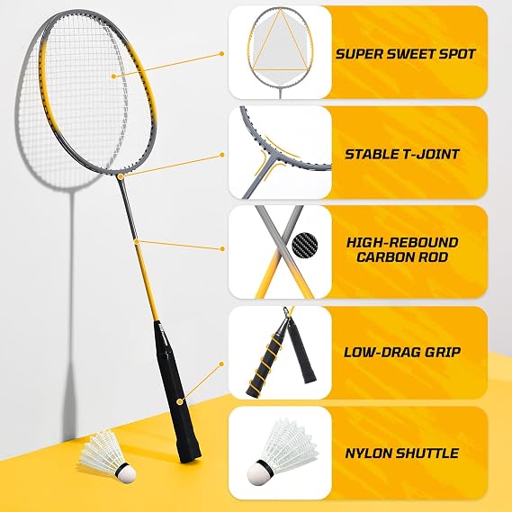 Haokelball Badminton and Volleyball Net Set with Rackets for Backyard Games