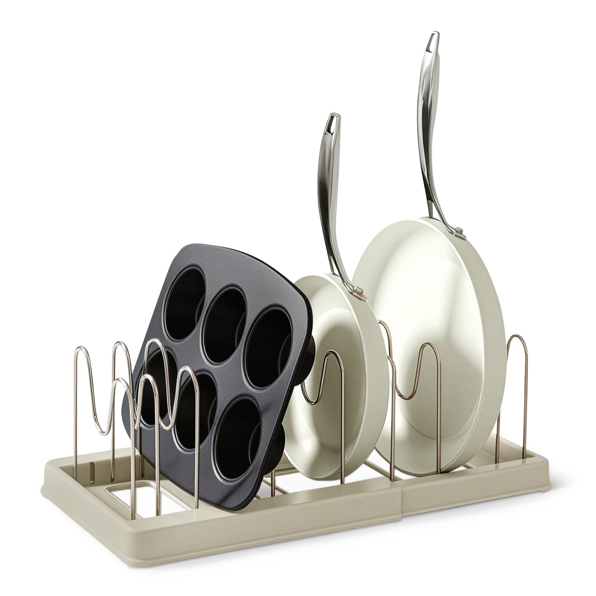 Amazon Basics Organizador de Utensilios de Cocina y Repostería, Incluye 10 Separadores, Acero Inoxidable, Extensible de 31,0cm a 52,6cm