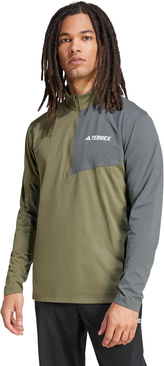 Adidas Mens Terrex Multi Half-Zip Long Sleeve Hiking T-Shirt