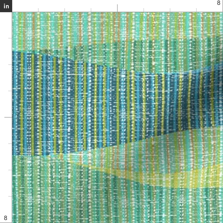 Miniatura 3 de Spoonflower Fabric - Teal Aqua Bohemian Mid Mod Vintage Retro 60S Abtract Waves Printed on Organic Cotton Sateen Fabric Fat Quarter - Sewing