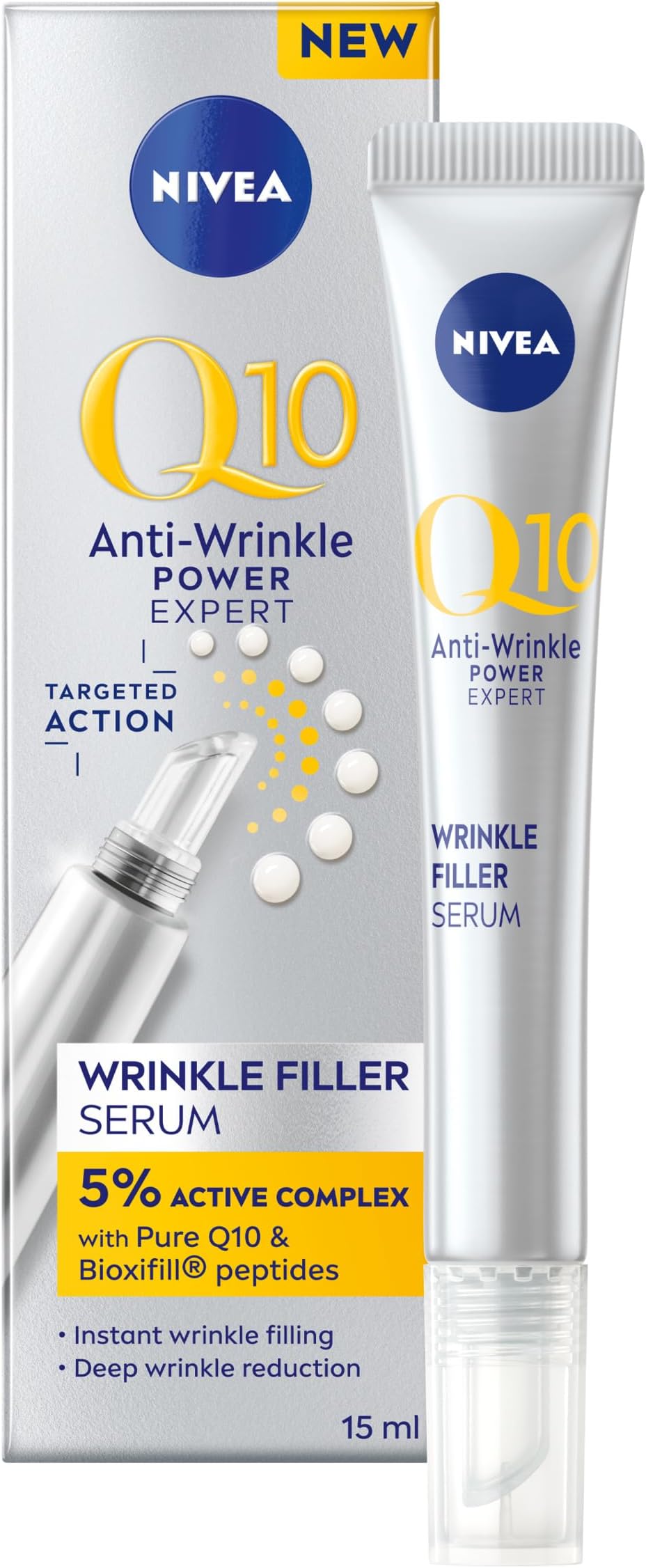 Q10 Anti-Wrinkle Power Expert Wrinkle Filler Face Serum (15ml), Hydrating Serum with Pure Coenzyme Q10 and Peptides, Anti-Age Face Moisturiser Reduces Fine Lines and Wrinkles in 5 Minutes
