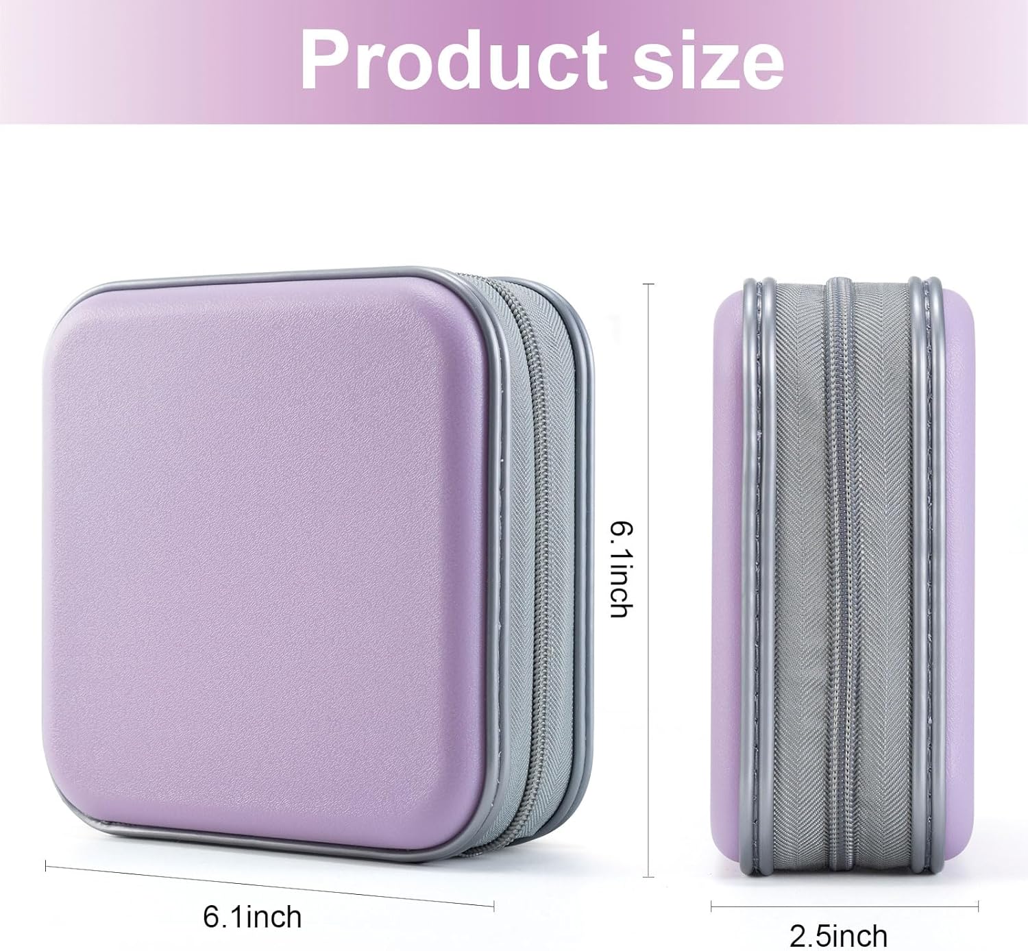 LIOVODE DVD Case, 48 Capacity Hard Plastic CD Case Holder for Car | DVD Storage, Hand Strap, Zipper Closure, Scratch-Resistant Sleeves, CD Storage for Music Blu-Ray Game Disc for Travel Office