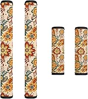 Vista 21 de Decoración de cocina con estampado de flores azules para interiores, 4 accesorios para manijas de puerta, fundas duraderas para manijas