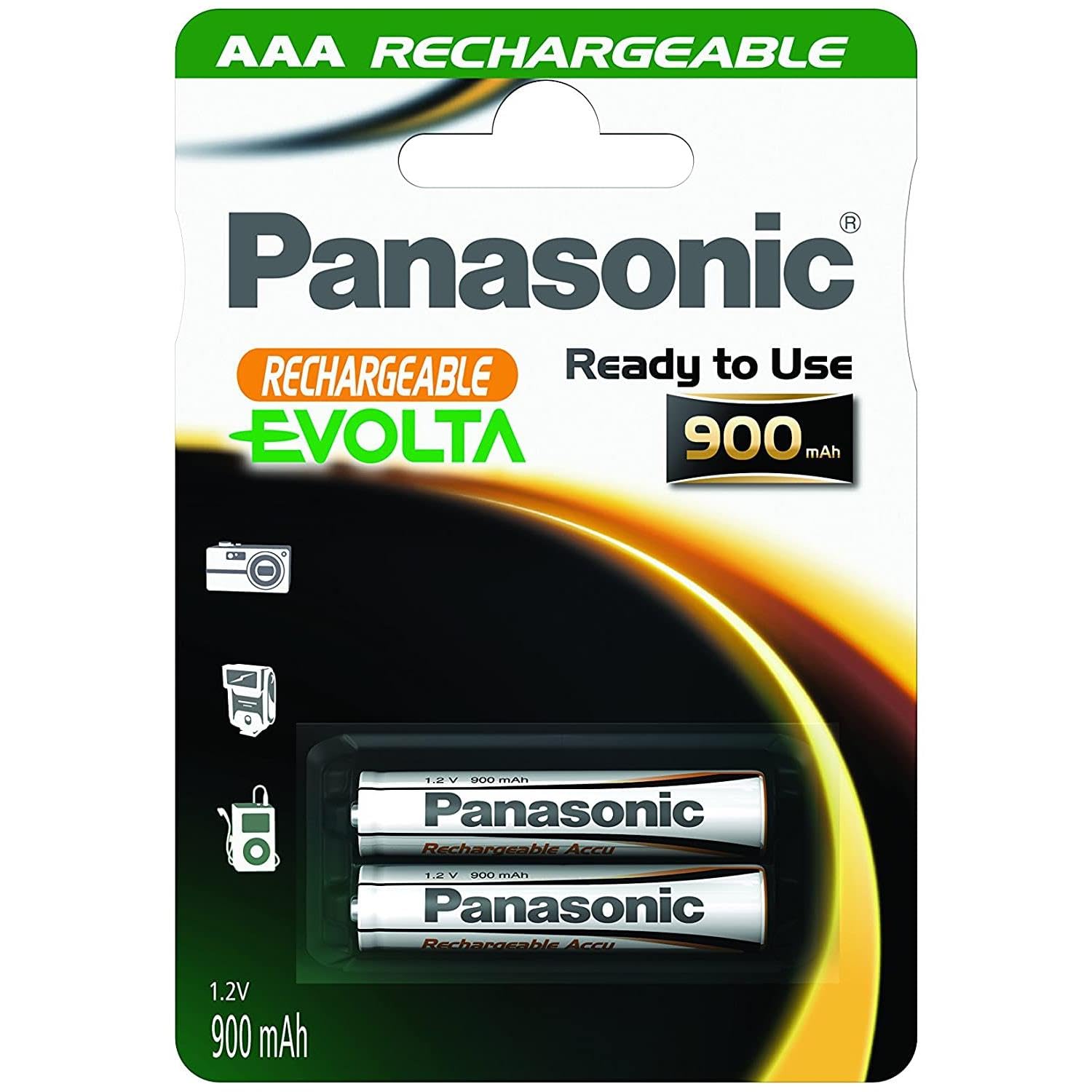 PANASONIC Evolta AAA Micro HR03 - Lote de 6 ampollas de 2 pilas recargables (900 mAh, 1,2 V)